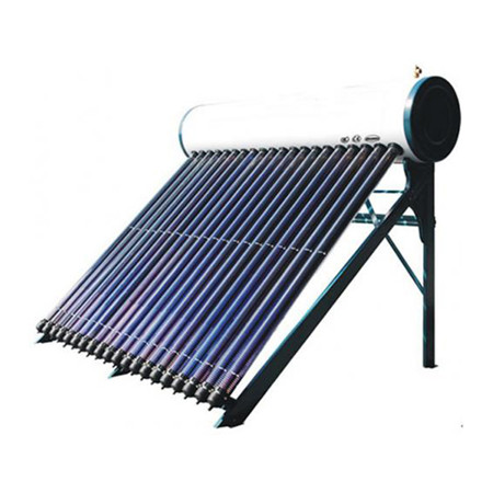Delat solvärmeanläggningssystem med tryck består av platt solfångare, vertikal varmvattenförvaringstank, pumpstation och expansionsfartyg