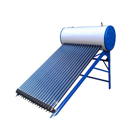 Delat solvärmeanläggningssystem med tryck består av platt solfångare, vertikal varmvattenförvaringstank, pumpstation och expansionsfartyg